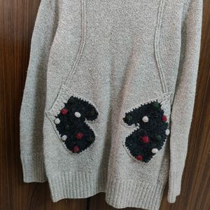 Imported Woolen Dress With Glove Pockets