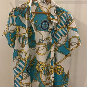 Turquoise Nautical Print Unisex Shirt