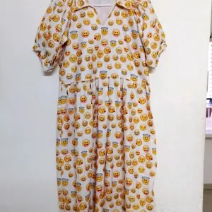 Smile Printed Cotton Silk Frock