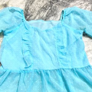 Sky Blue Georgette Peplum