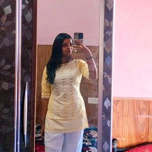 Yellow Embroidered Short Kurti