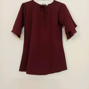 Maroon Double Flare Sleeves Top Nd Night Dress