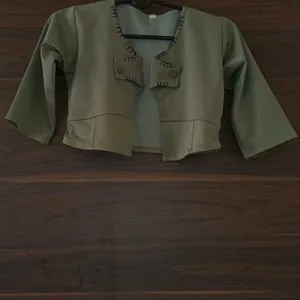 Olive Green Short Jacket For 8 to 10 Years girl.