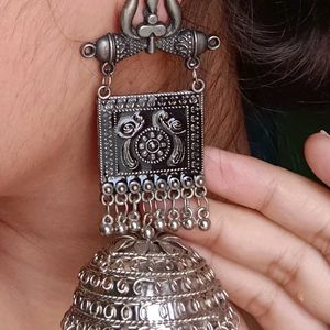 Silver Oxidised Jhumki Earrings Set (1)