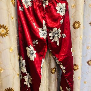 Maroon Pyjama With Big Flowers