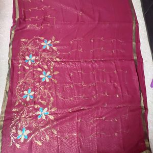 Maroon Jamki Saree