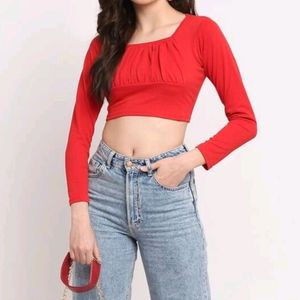 Red Printed Casual Top (Women's)