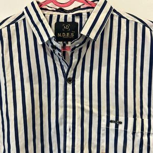 White Blue Strips  Shirt XL