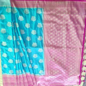 Soft Silk Saree With Rich Silver Zari Work