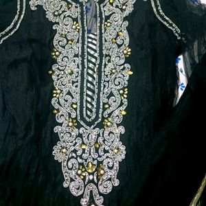 Enthenic Long Black Gown With Dupatta Set For Wome