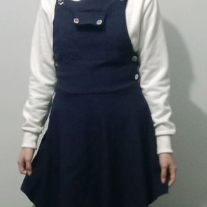 Navy Blue Pinnafore Dungaree Dress