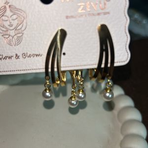 Anti tarnish hoop pear earrings