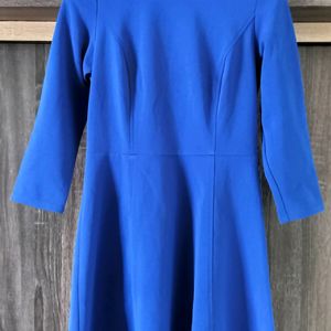 The Limited 3/4 Sleeve Solid Royal Blue Dress