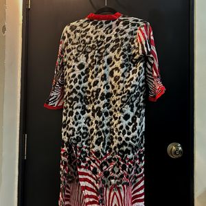 Preppy Kurta with Leopar print (Red)