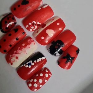 Red Colour Artifical Nail Is Available.