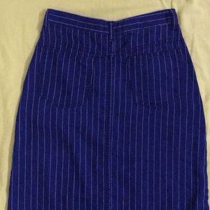 Dark Blue Striped Cotton Denim Skirt W-26/28