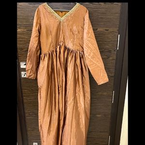 Brown Metal Color Anarkali Heavy Kurta Set