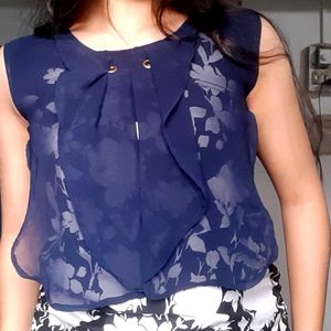 Casual Wear Navy Blue Sleeveless Top