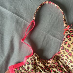 Neon Pink Cheetah Print Push-up Bra