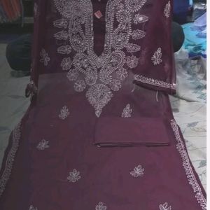 Straight Chickenkari Kurti With Inner