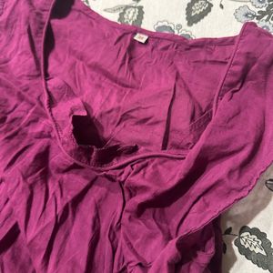 Purple Biba Cut Sleves Kurti Plain And CoolUnused