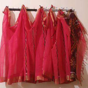 Cotton silk red saree