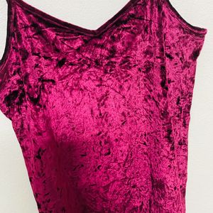 V Neck Velvet Cami Top For Women