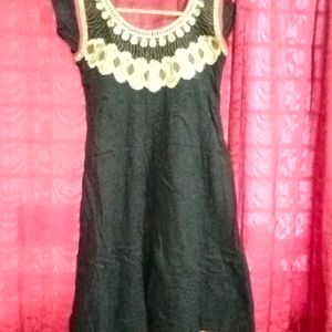 Black Cotton Anarkali Kurti