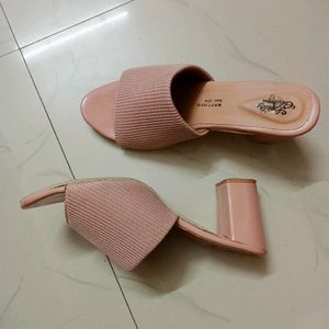 Nude pink box heels