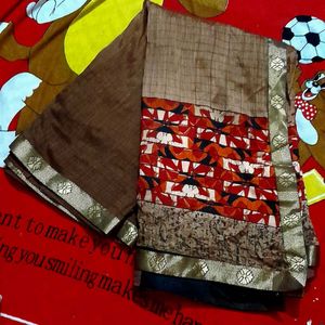 Brown Fancy Saree And Get Red One Free