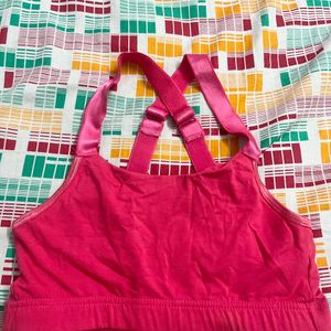 Hot Pink Sports Bra Wd Crisscross Adjustable strap