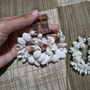 White Pearl Combo Earrings