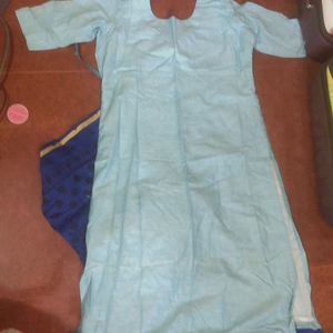 Light Blue Stitched Kurti Vth Dupata And Bottom