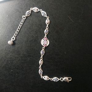 Pure Silver Beautiful CZ Stone Hand Bracelet