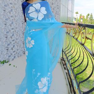 Hand-painted Organza Saree And Suit