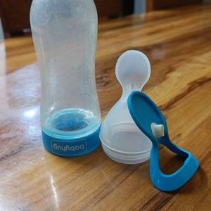 Silicon Feeder Bottle with Spoon Set