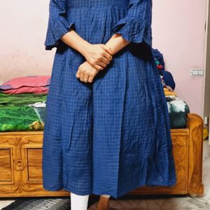 Blue Kurti With Jerry Work