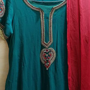 Women's A-line Frock Suit salwar Dupatta