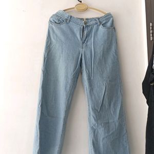 Wide Leg Blue Jeans