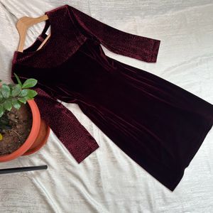 Korean Autumn Velvet Dress