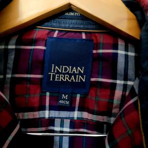 Indian Terrain Flannel Shirt Men's Blue Red White