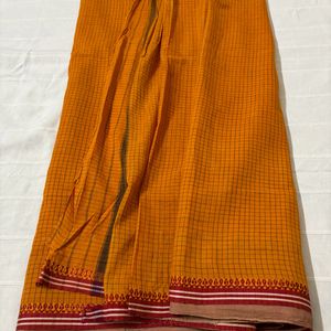 Checked Pure Cotton Saree