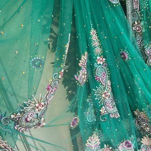 Sea Green Embroidered Saree