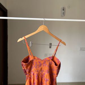 Rust Orange  Floral Mini dress