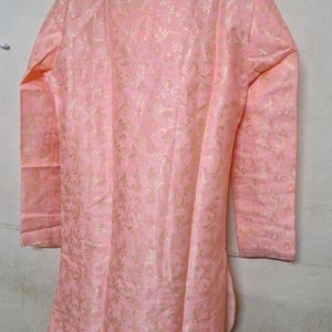 Kurta |Peach|Golden Design|No Pajama