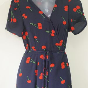 Cherry Print Wrap Dress