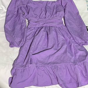 Purple Colour Dress Full Sleeve