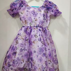 Pretty Purple Flared Frock For Girls