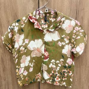 Vero Moda Crop Shirt All Over Floral Print Size M