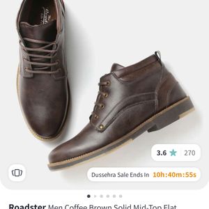 Roadster Men Coffee Brown Solid Mid-Top Flat